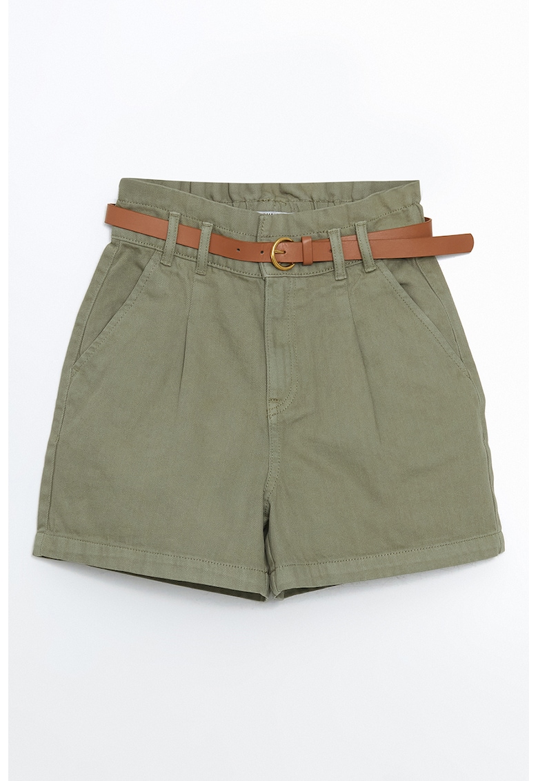 Pantaloni scurti de bumbac cu talie inalta