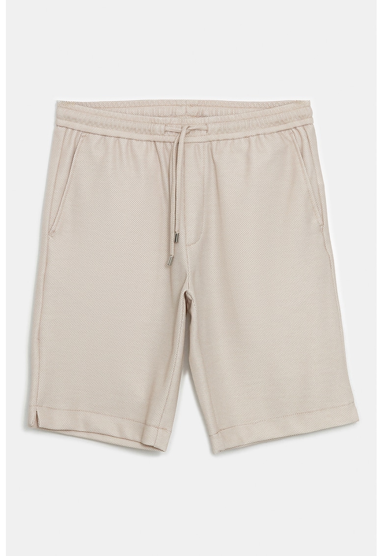 Bermude slim-fit cu talie ajustabila - Bej deschis