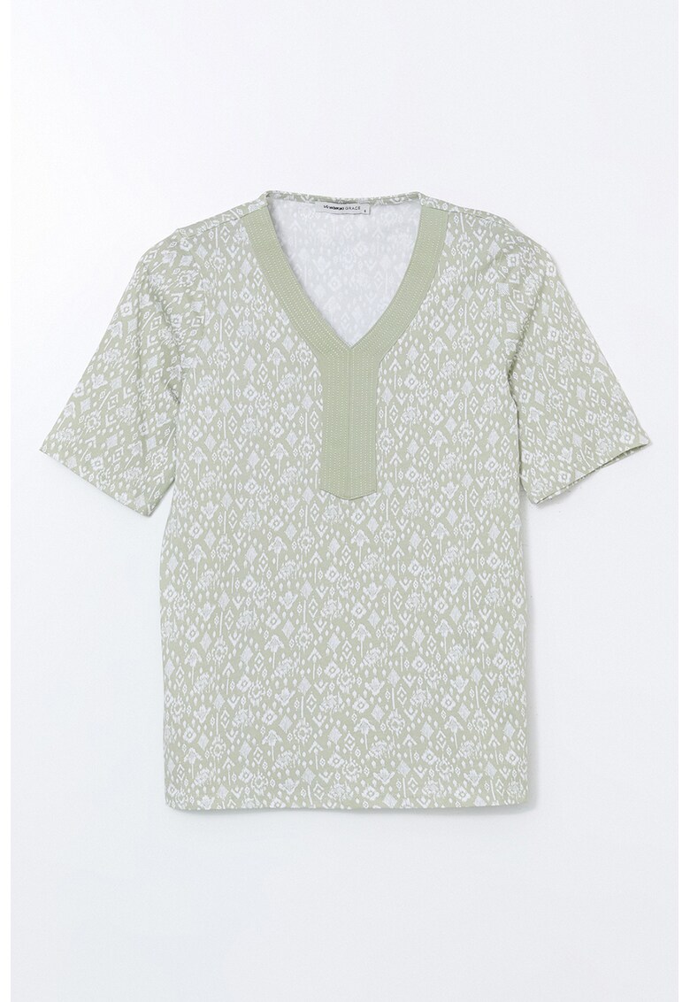 Tricou regular fit cu imprimeu - Verde pal