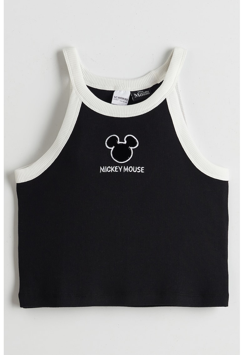 Top striat cu broderie Mickey Mouse