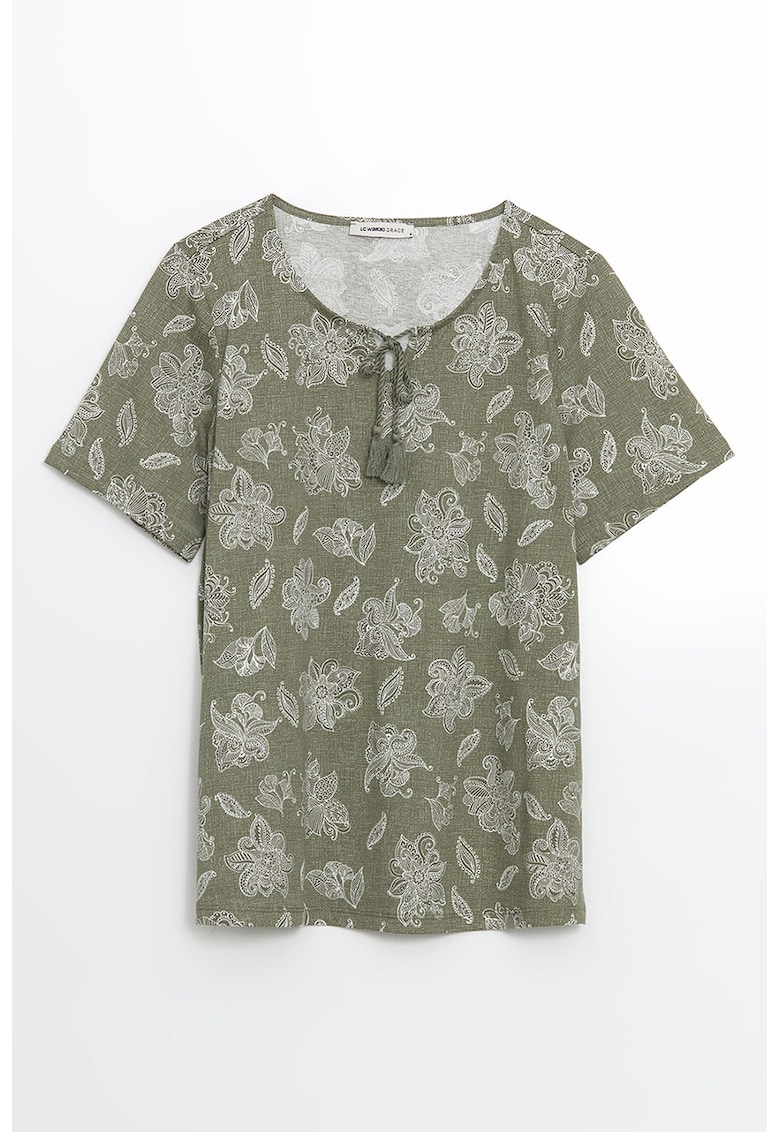 Bluza cu maneci scurte si model floral