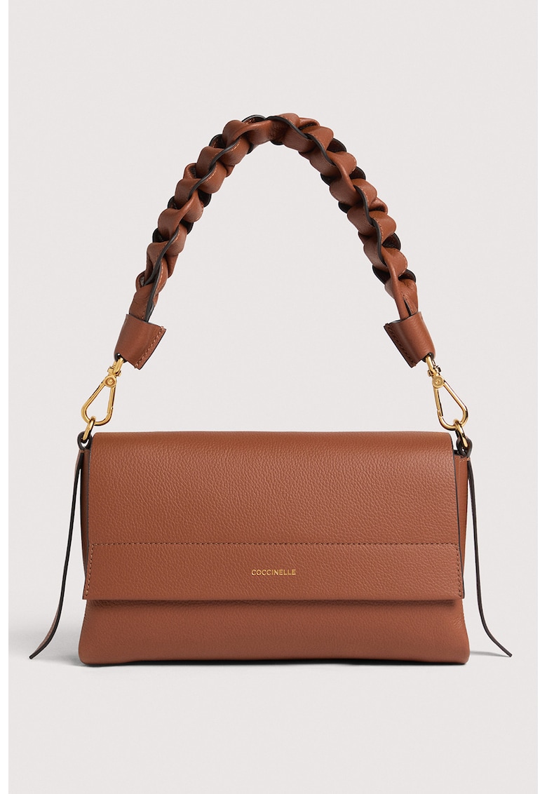 Geanta din piele cu bareta de umar Boheme - Maro scortisoara