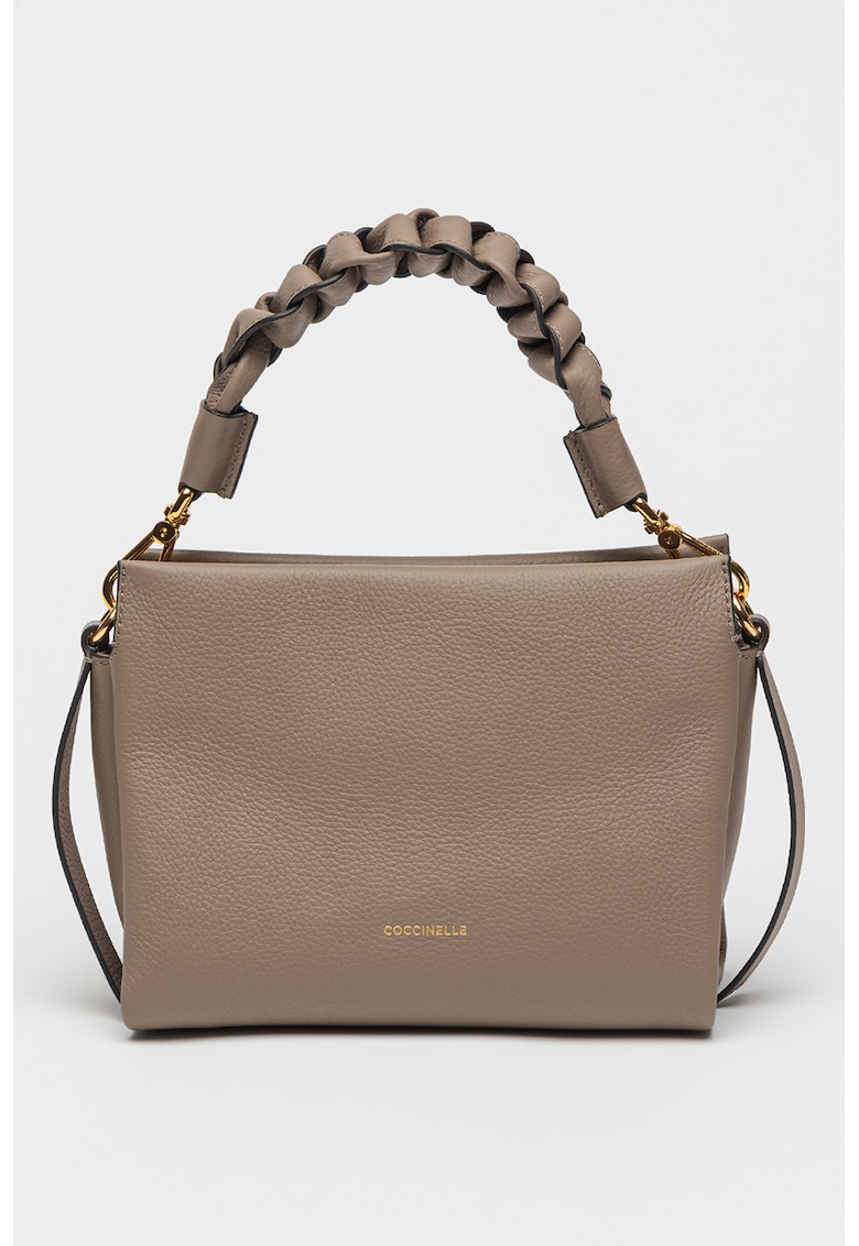 Geanta de piele cu bareta de umar Boheme Grana Double - Maro taupe Geanta de piele cu bareta de umar Boheme Grana Double - Maro taupe