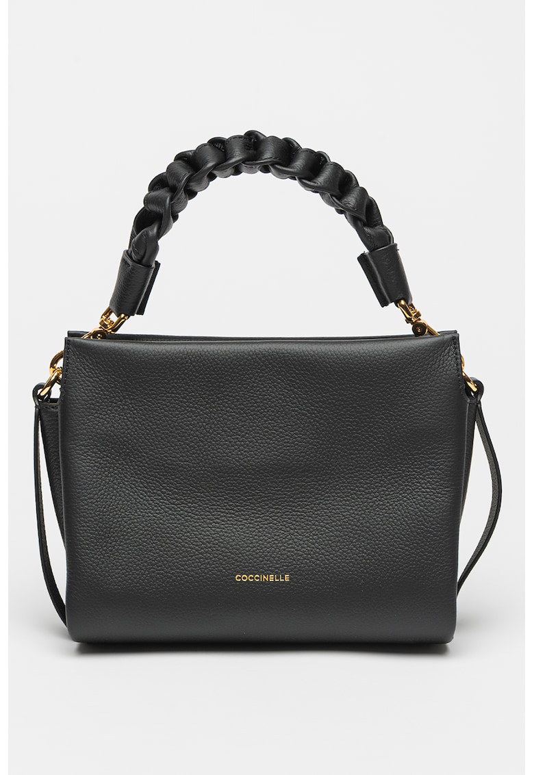 Geanta de piele cu bareta de umar Boheme Grana Double - Negru stins Geanta de piele cu bareta de umar Boheme Grana Double - Negru stins