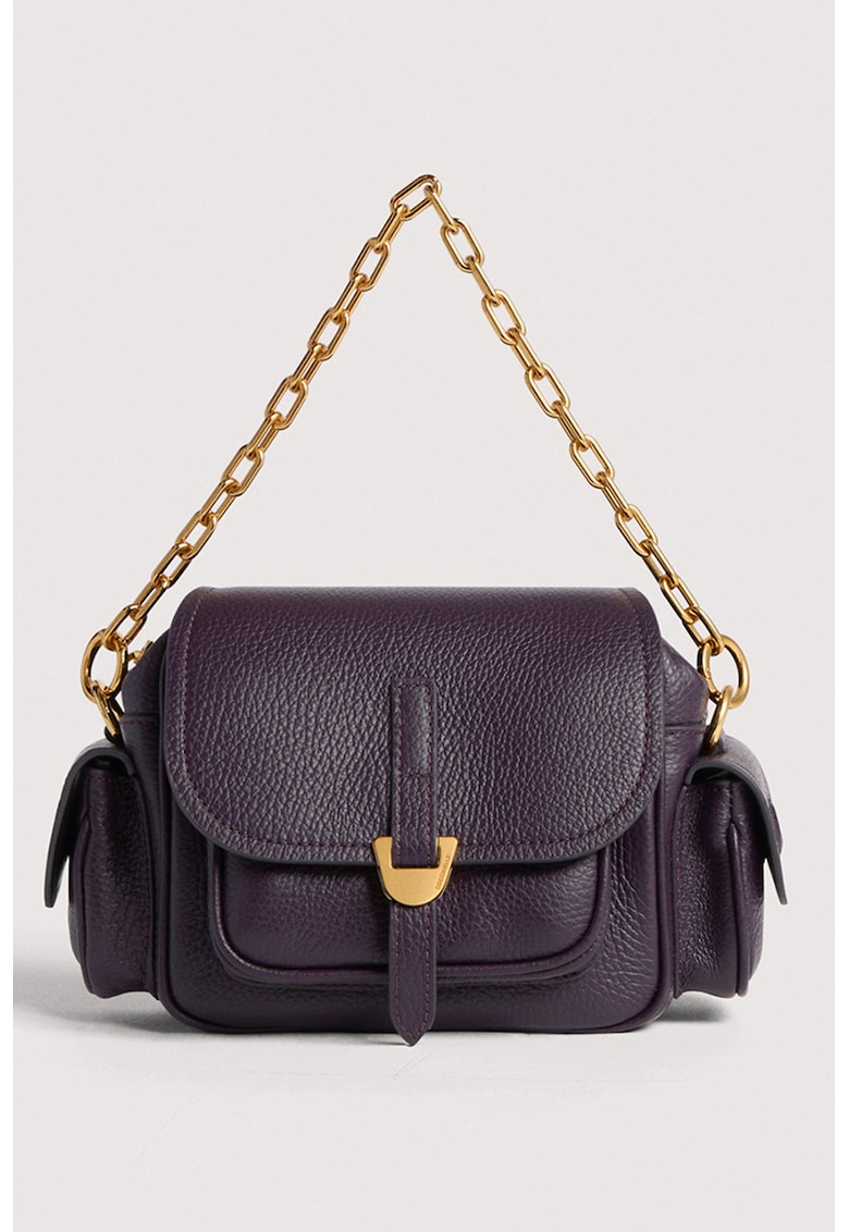 Geanta crossbody de piele cu buzunare cu clapa Campus