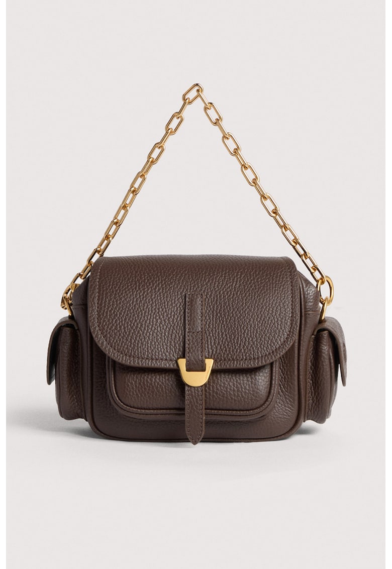 Geanta crossbody de piele cu buzunare cu clapa Campus Geanta crossbody de piele cu buzunare cu clapa Campus