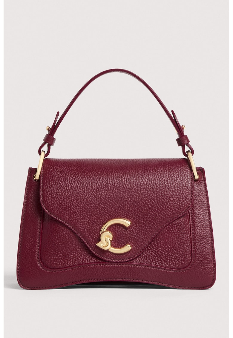 Geanta din piele cu bareta de umar si clapa C-Me Geanta din piele cu bareta de umar si clapa C-Me