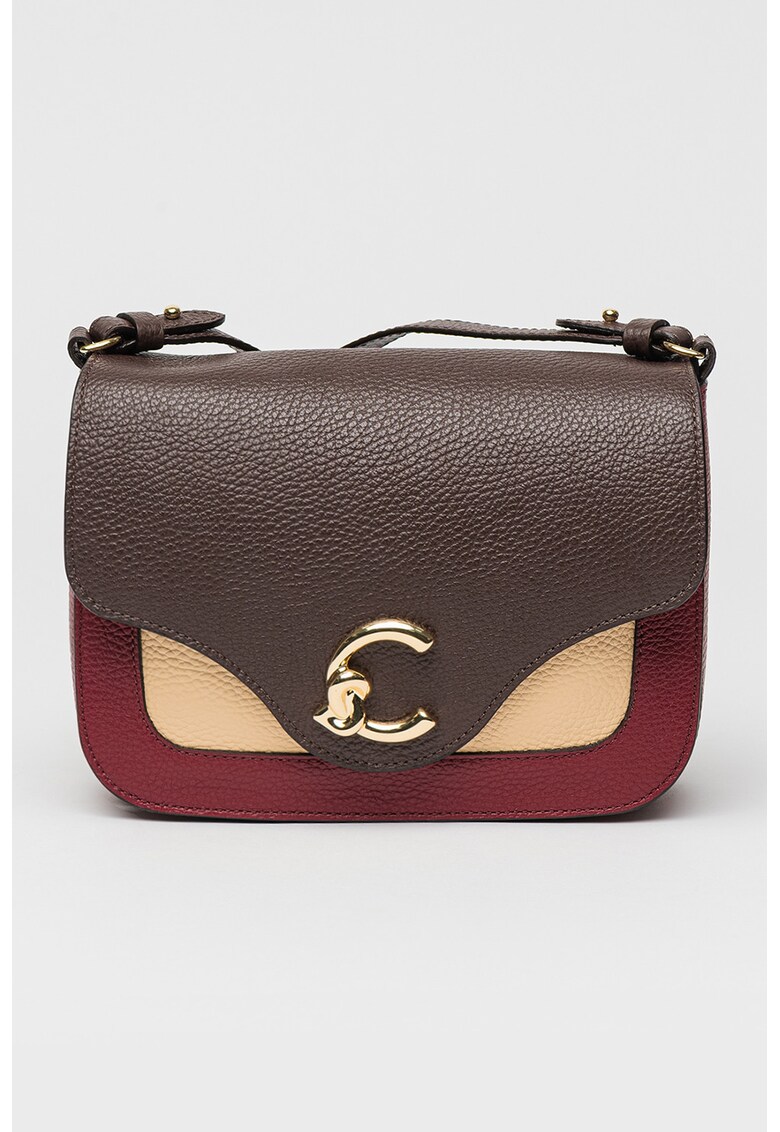 Geanta crossbody de piele cu model colorblock