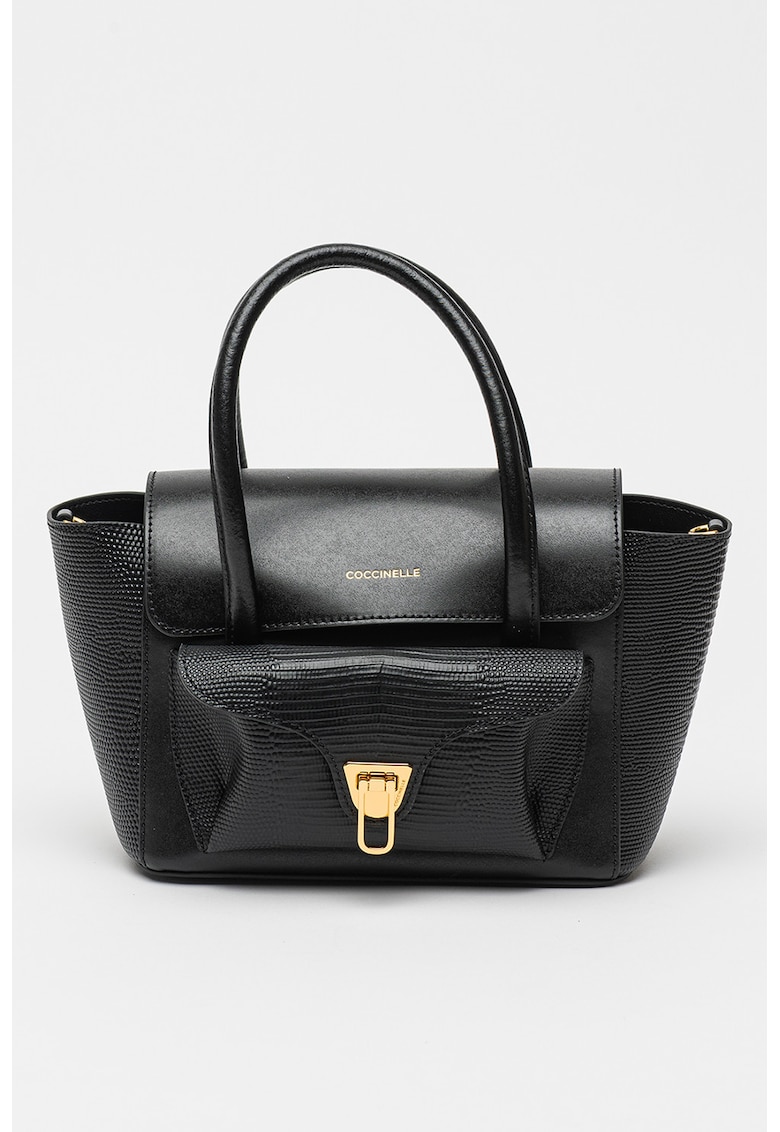 Geanta de piele cu bareta de umar si etui exterior Double Beat