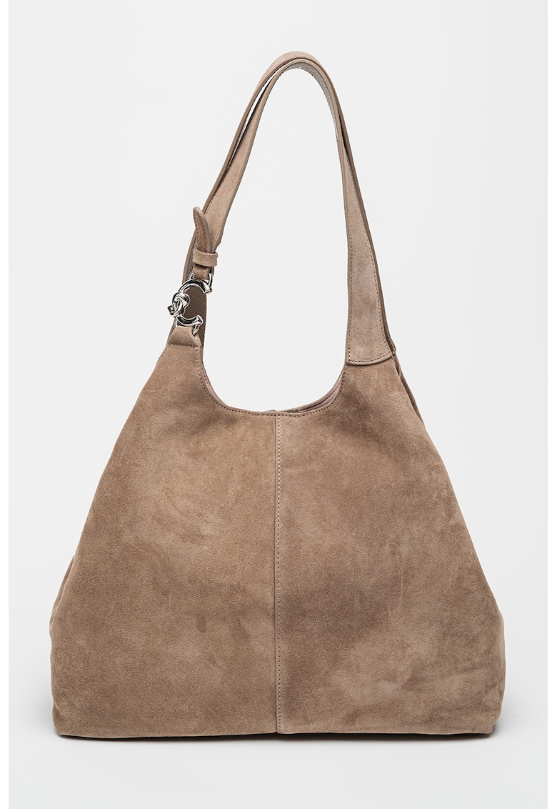 Coccinelle Geanta hobo din piele intoarsa C-Easy - Maro taupe