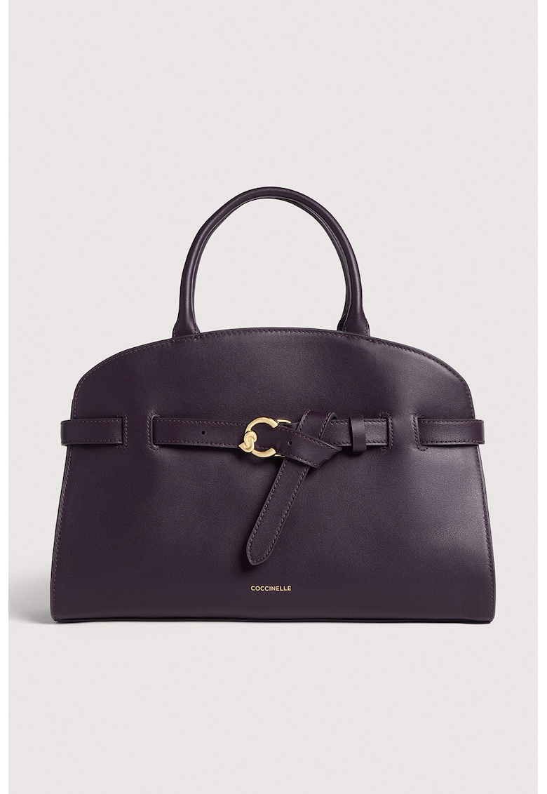 Geanta de piele cu maner si bareta decorativa Sabine