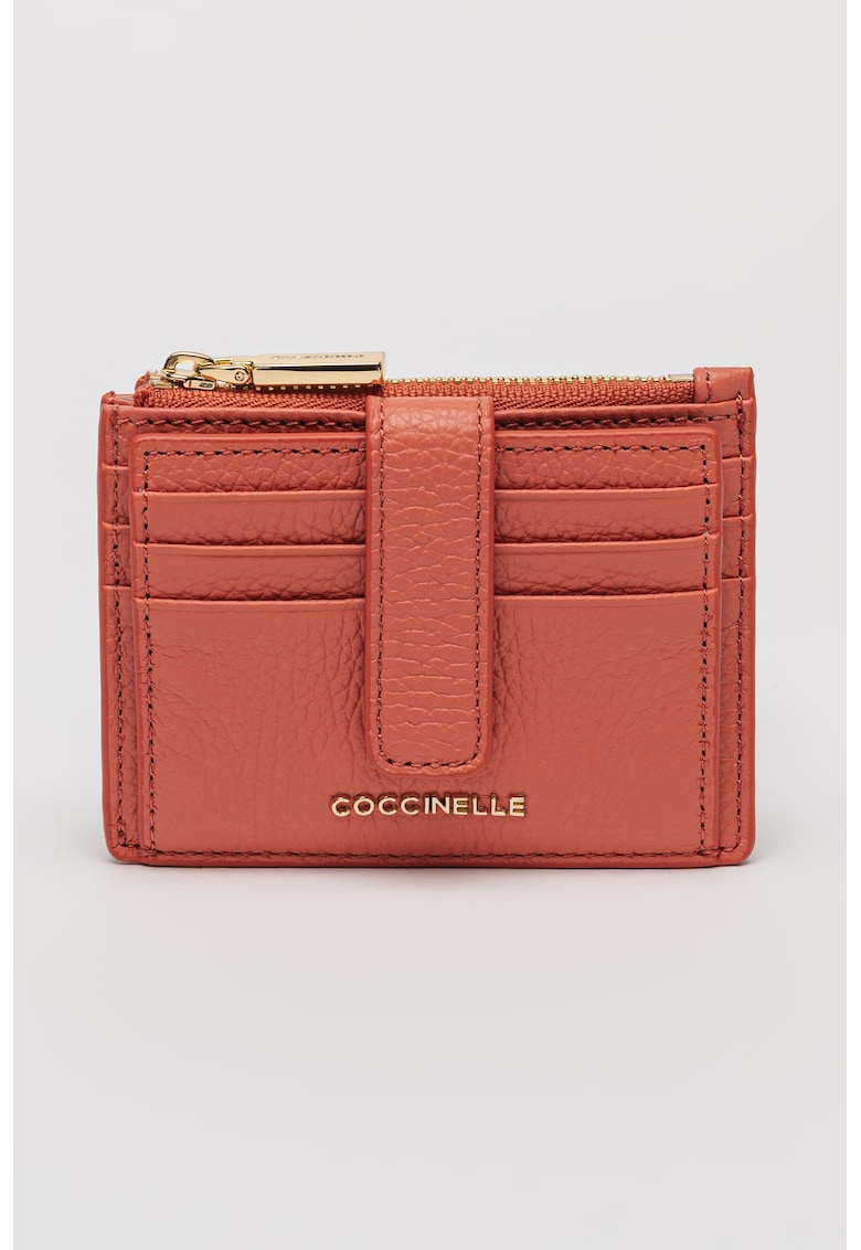 Portcart de piele cu logo metalic