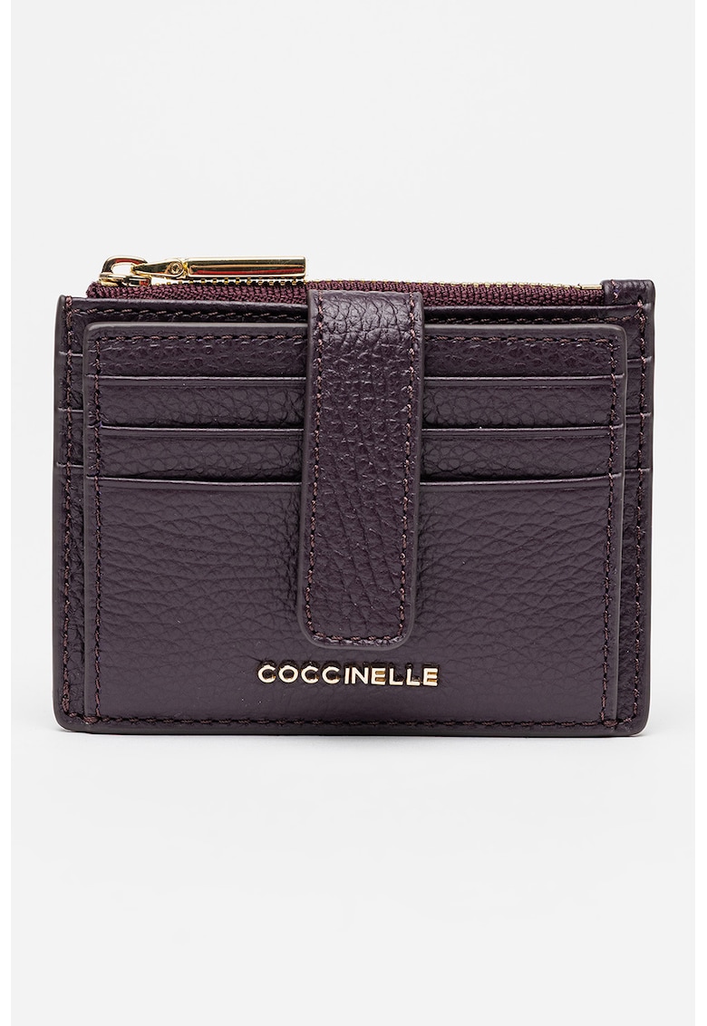 Portcart de piele cu logo metalic