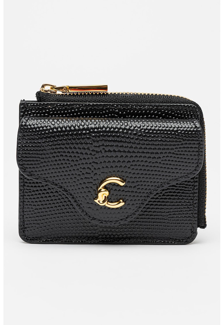 Portcart din piele cu aspect piele de reptila