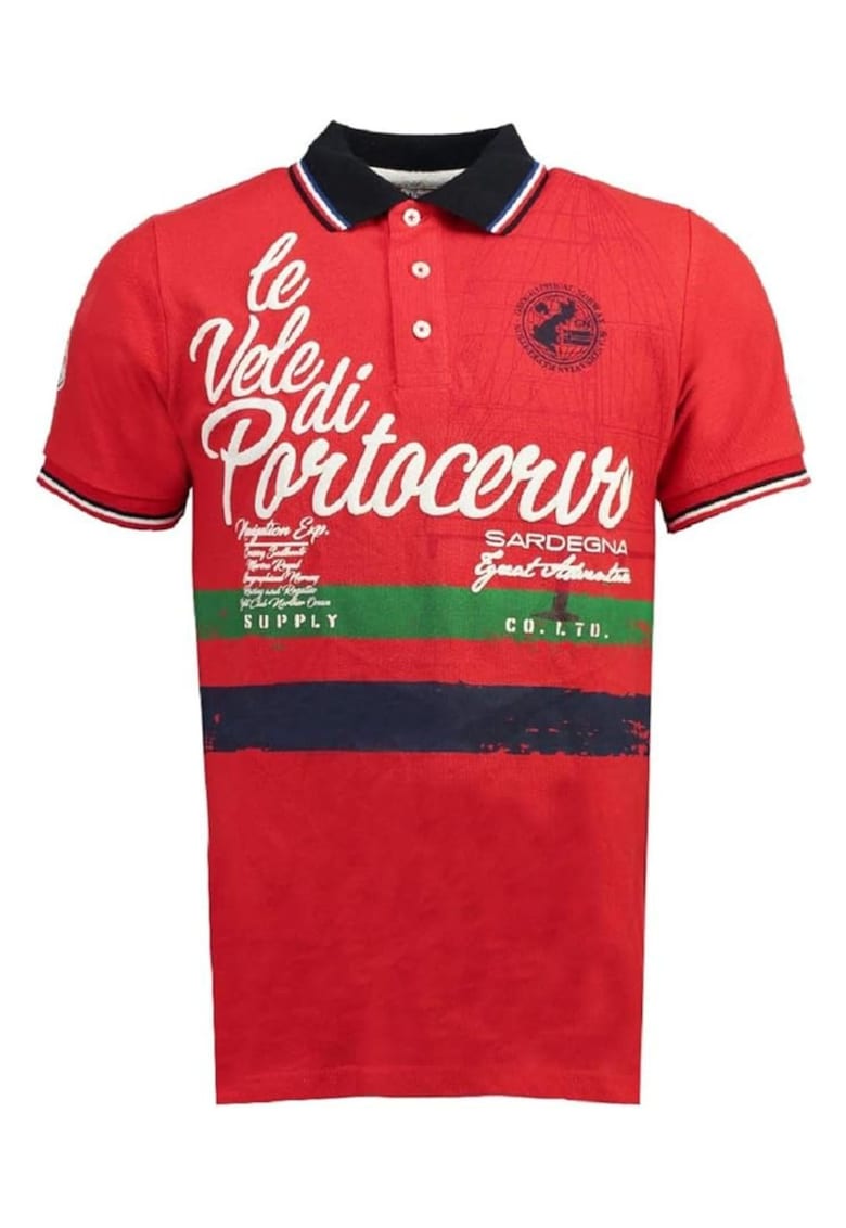 Tricou polo barbati rosu - marime S - 100% bumbac - design cu imprimeu Tricou polo barbati rosu - marime S - 100% bumbac - design cu imprimeu