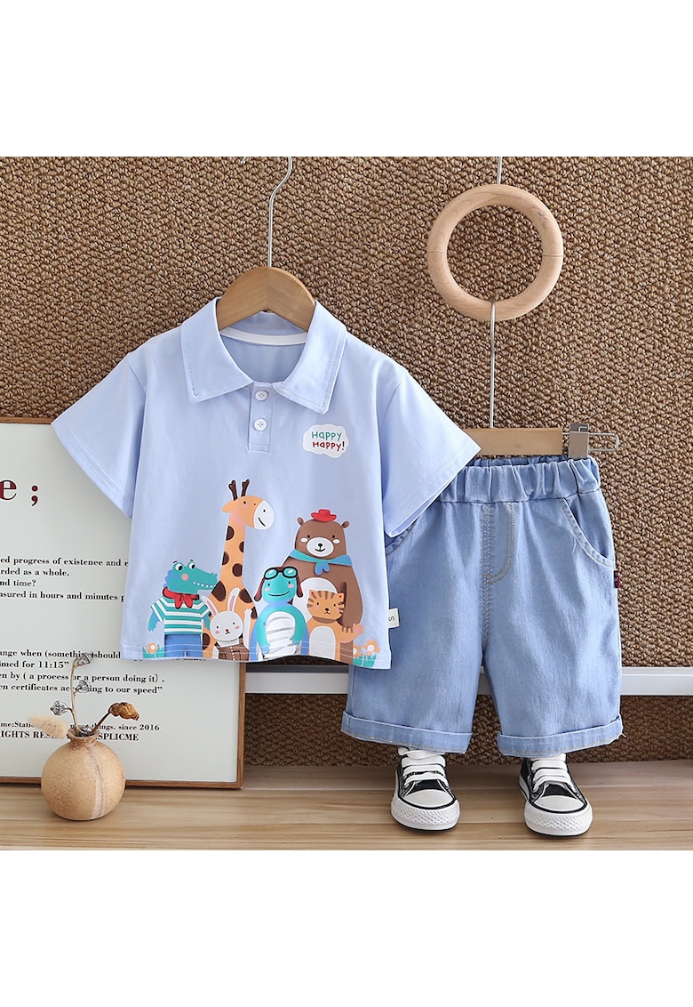 Compleu Baieti Albastru cu Animalute Iustin