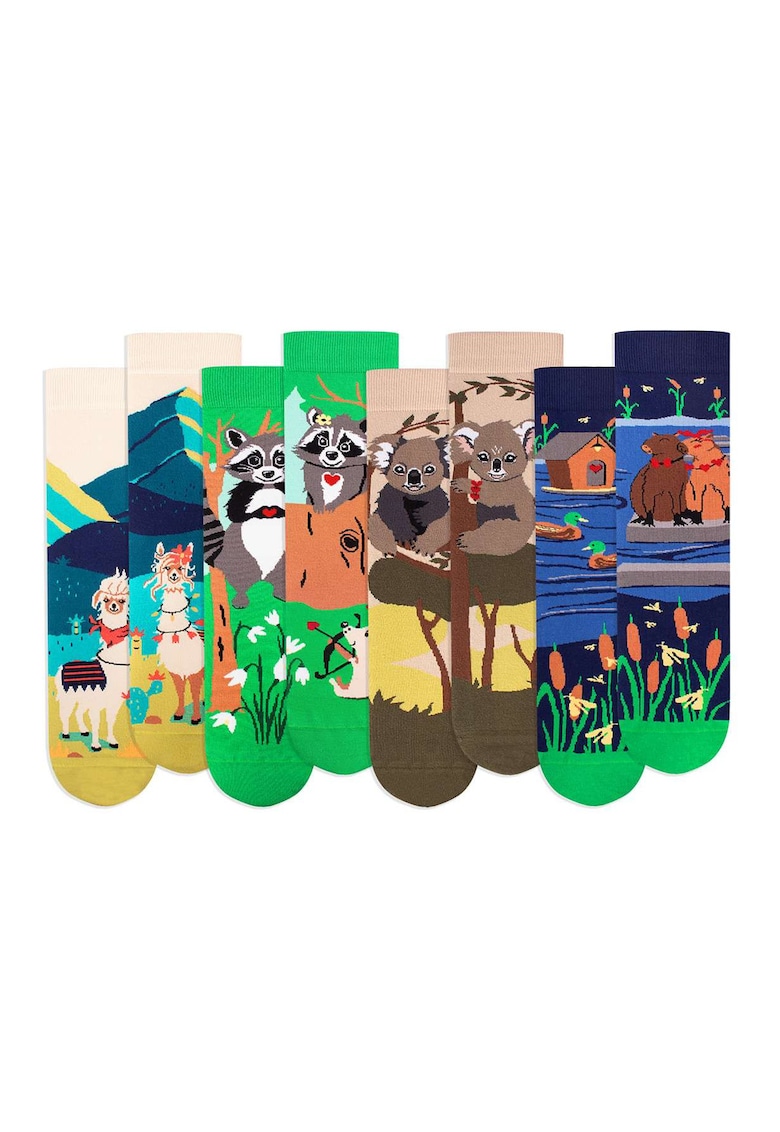Cutie cu 4 perechi de sosete din bumbac organic Arty Socks Animale Indragostite Cutie cu 4 perechi de sosete din bumbac organic Arty Socks Animale Indragostite