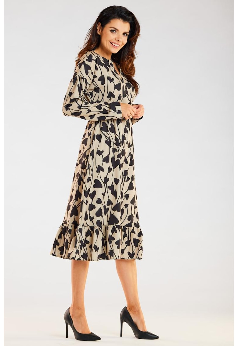 Midi Rochie Maneca lunga Print A468