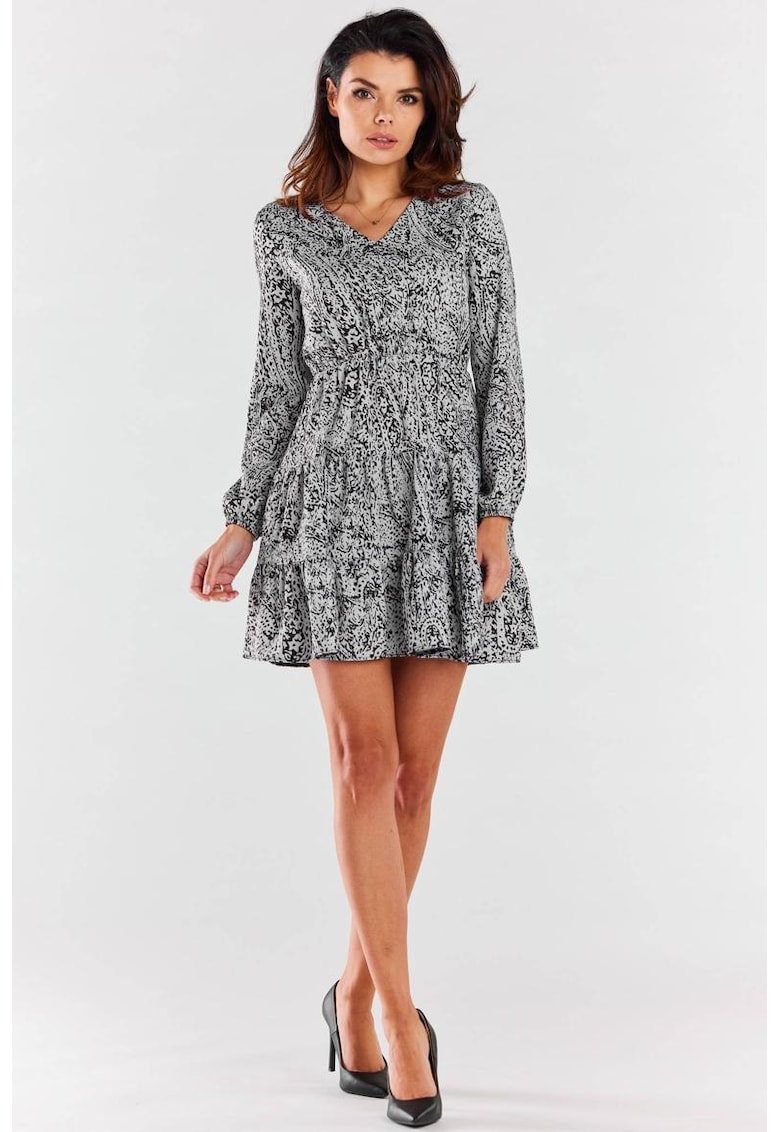 Scurta Rochie print Maneca lunga A470