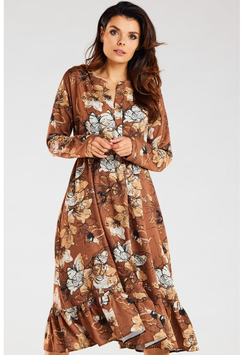 Midi Rochie Maneca lunga Print A468