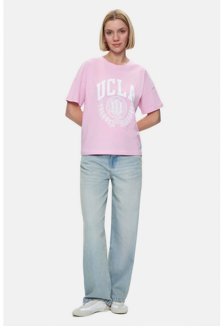 Tricou cu maneci cazute si imprimeu logo Avalon