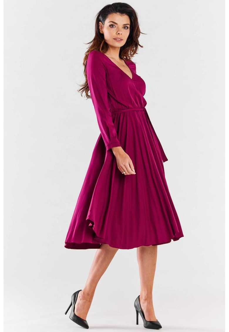 Midi Rochie Maneca lunga - Evazat - Viscoza A471