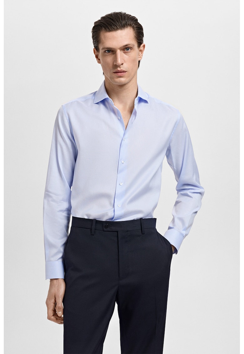 Camasa regular fit de bumbac - Albastru glaciar