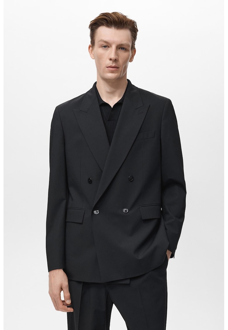 Sacou uni cu nasturi - Negru