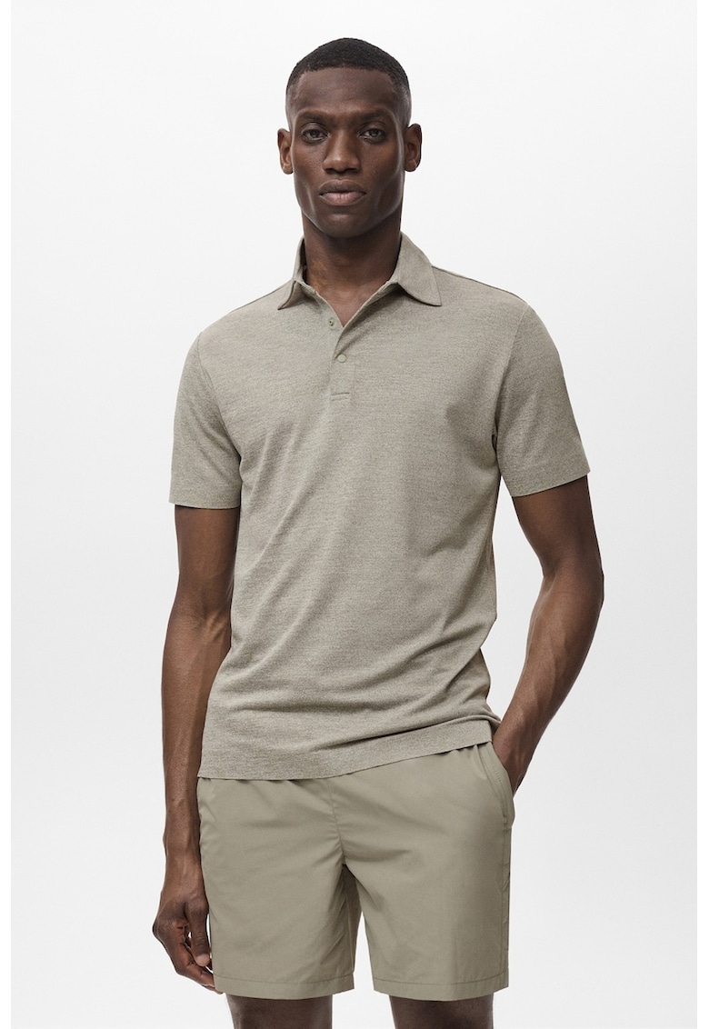 Tricou polo uni - Gri melange