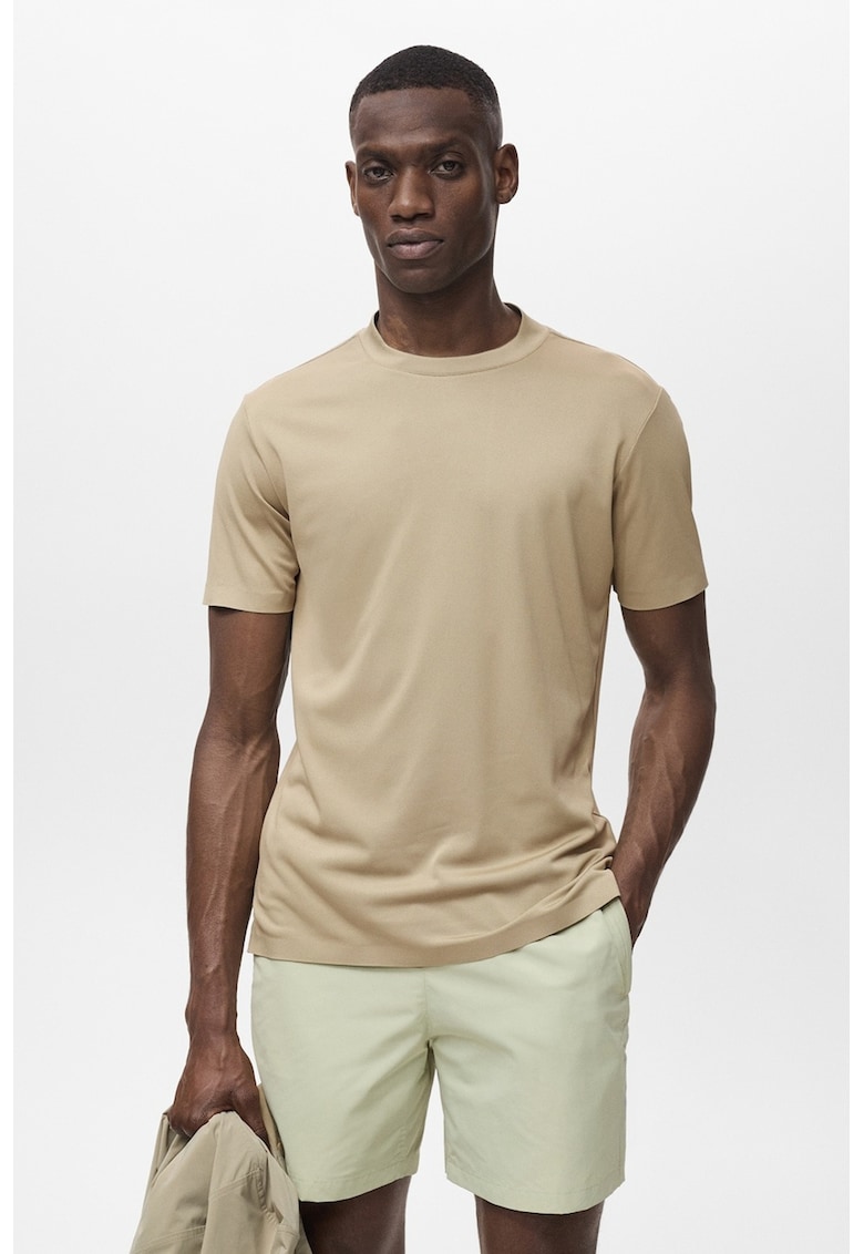 Tricou uni cu decolteu la baza gatului - Bej