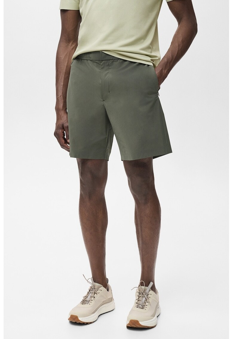 Pantaloni scurti cu buzunare cu fermoar - Verde inchis