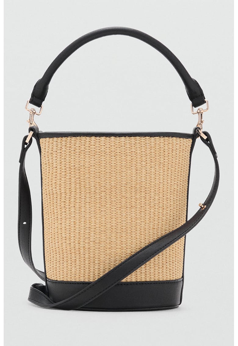 Geanta bucket cu garnituri de piele ecologica