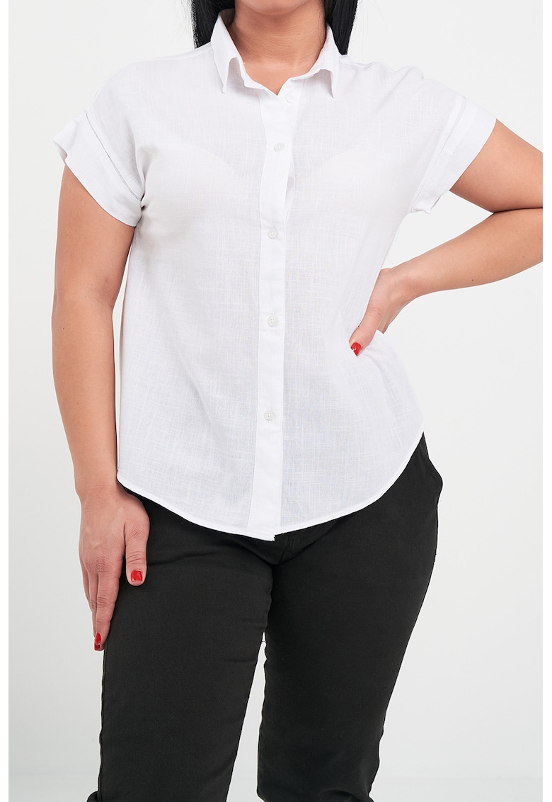 Camasa de bumbac cu maneci scurte - Alb optic
