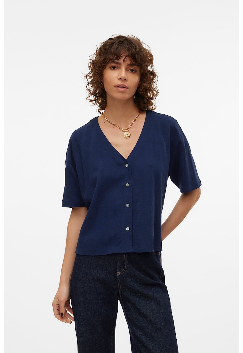 Camasa crop din amestec de in