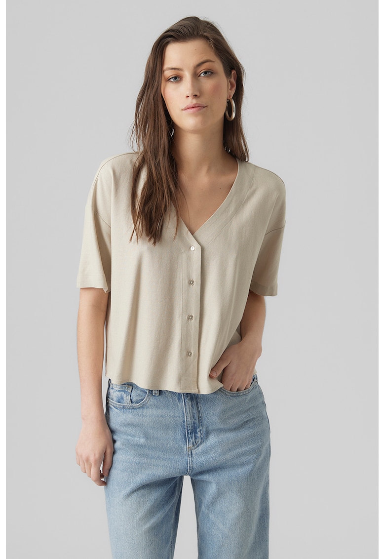 Camasa crop din amestec de in