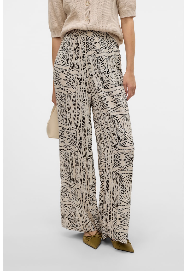 Pantaloni cu croiala ampla si talie inalta