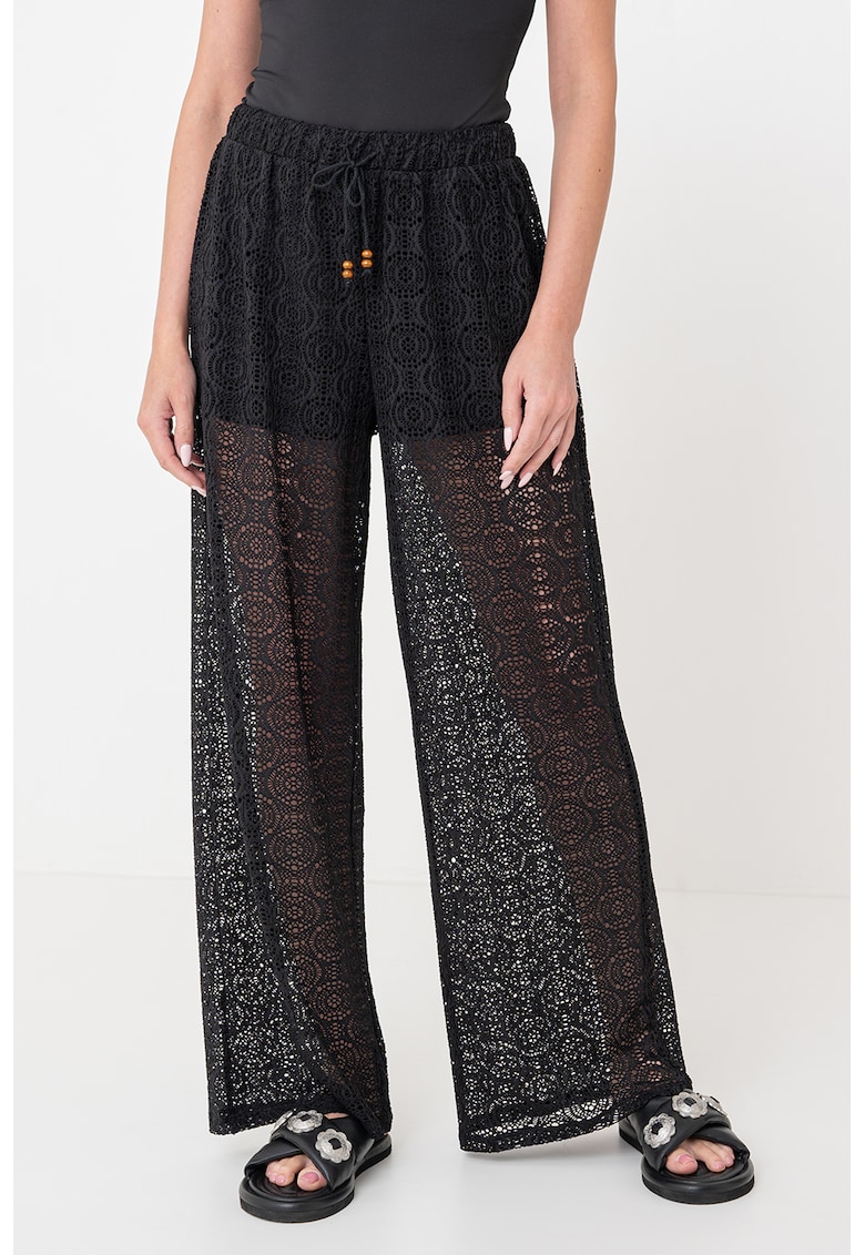 Pantaloni din dantela cu croiala ampla