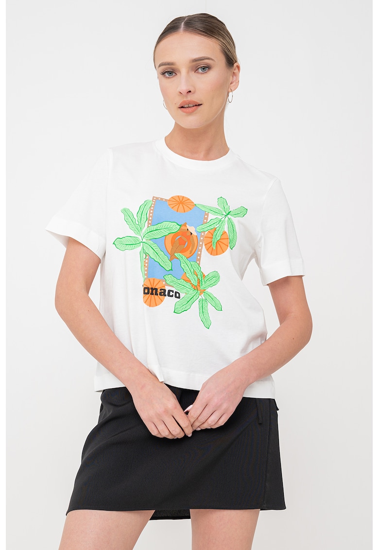 Tricou din bumbac organic - Alb/Portocaliu