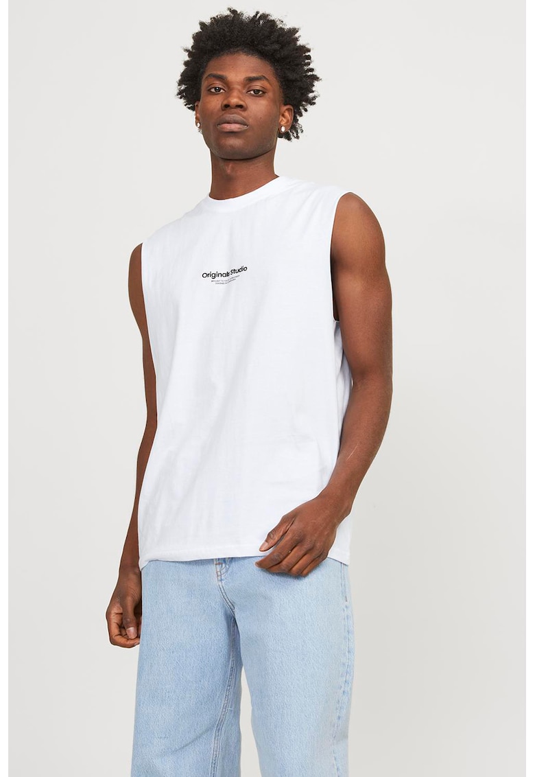 Top de bumbac cu decolteu la baza gatului