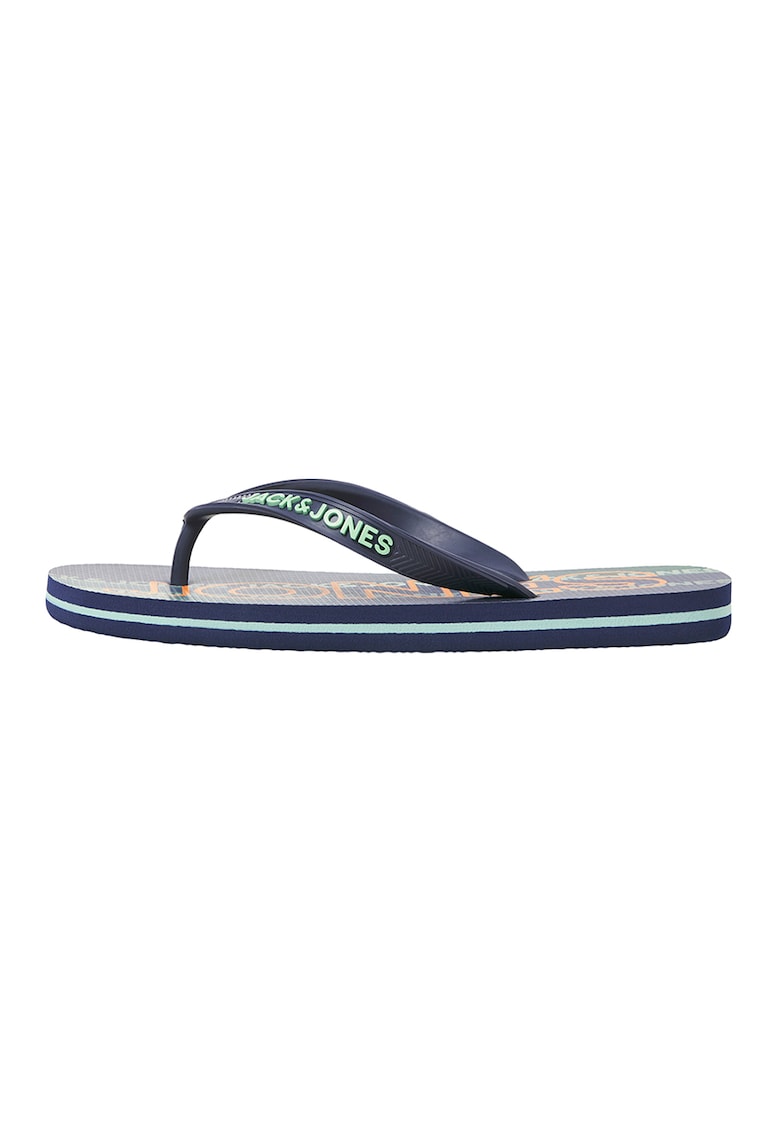 Papuci flip-flop cu talpa plata si detaliu logo