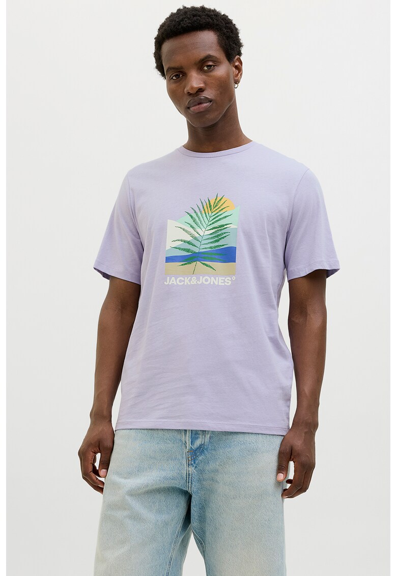 Tricou cu decolteu la baza gatului si imprimeu