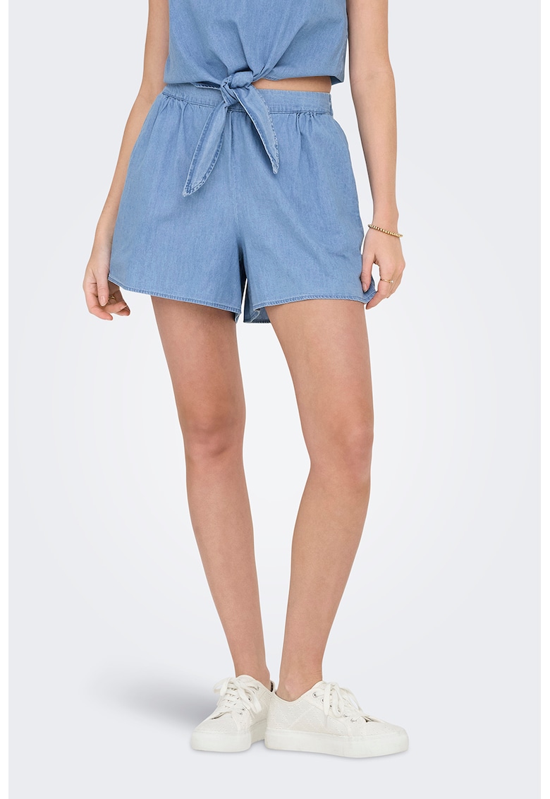 Pantaloni scurti din bumbac cu talie inalta