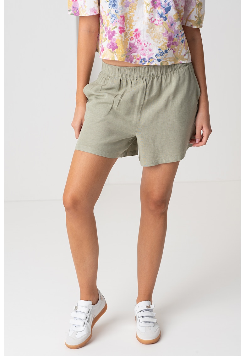 Pantaloni scurti din amestec de in cu talie elastica