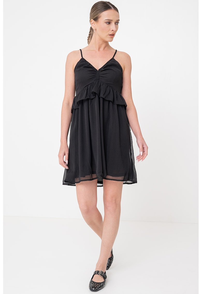 Rochie mini evazata cu aplicatii cu volane