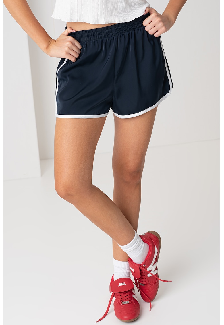 Pantaloni scurti cu talie elastica - Alb/Bleumarin