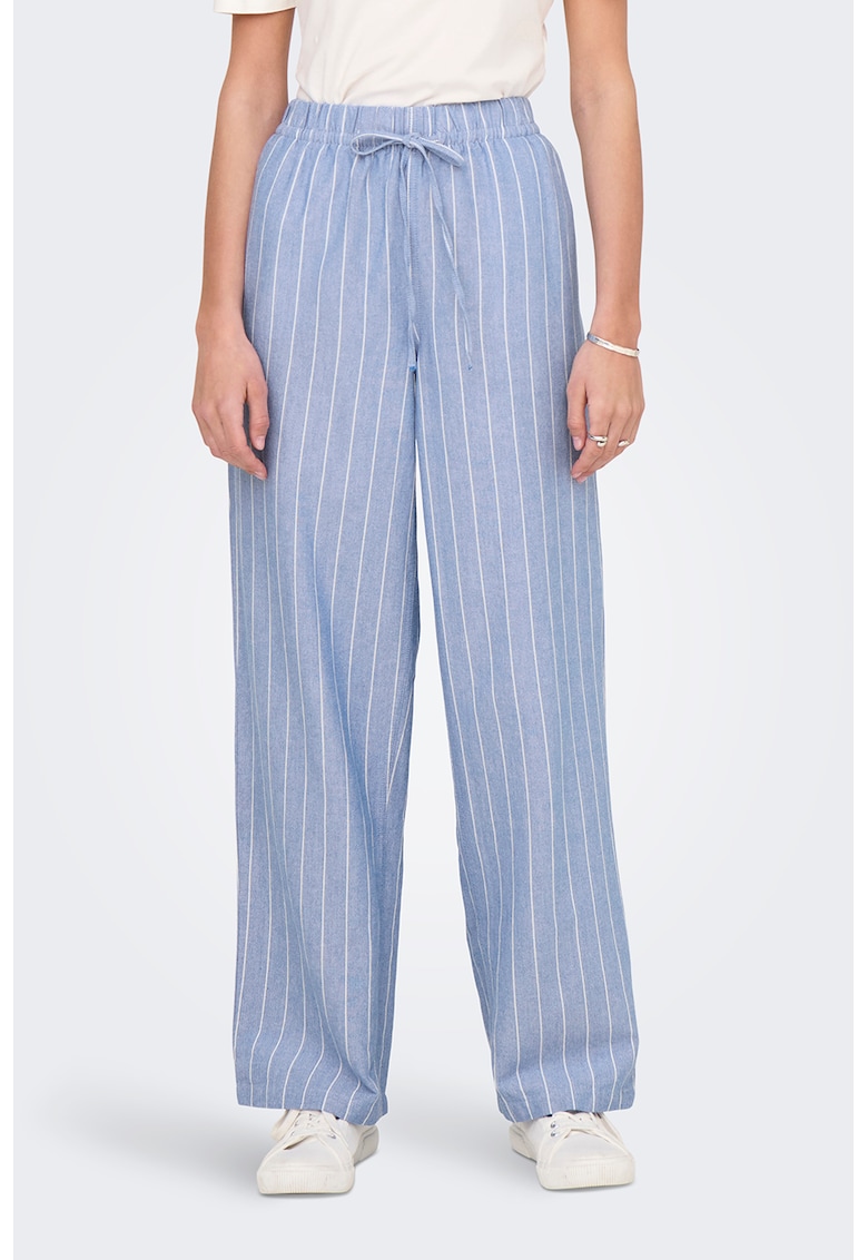 Pantaloni din amestec de bumbac cu model in dungi