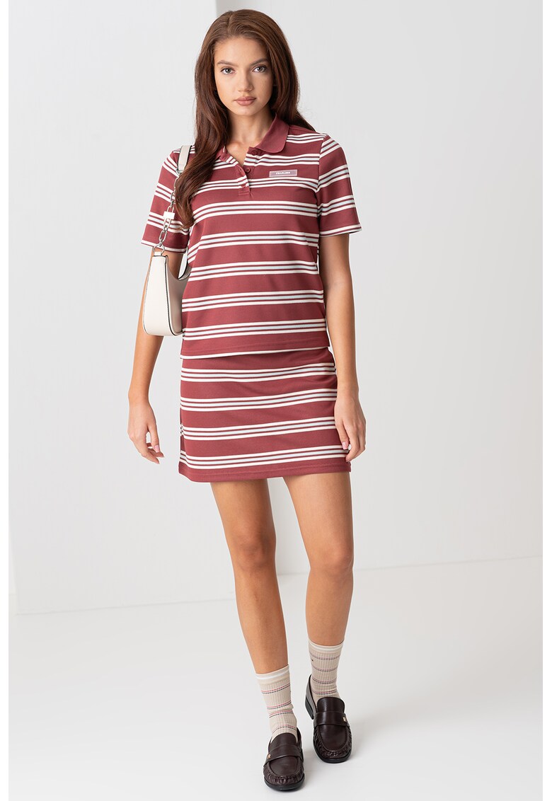 Tricou polo cu model in dungi - Visiniu