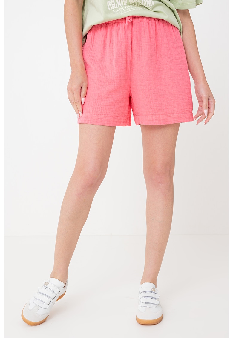 Pantaloni scurti din bumbac organic cu snur de ajustare in talie