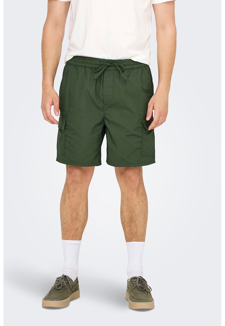 Pantaloni scurti cargo cu snur de ajustare Kal