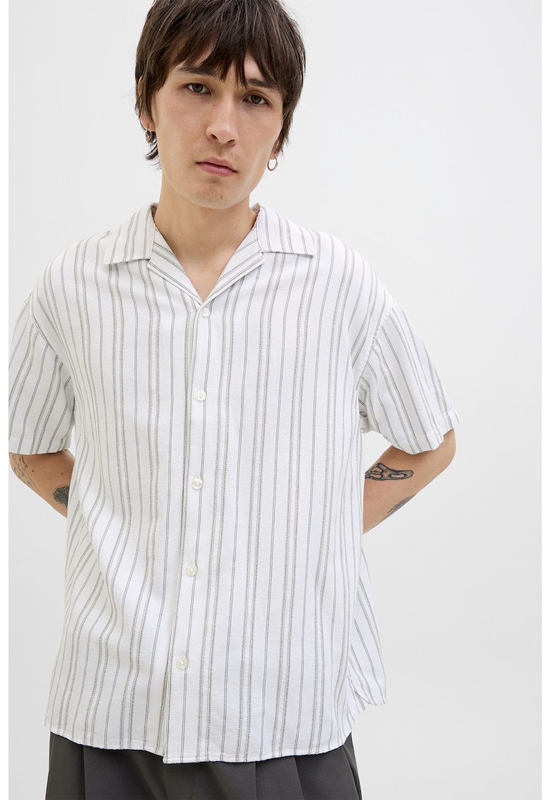 Camasa din amestec de in cu model in dungi